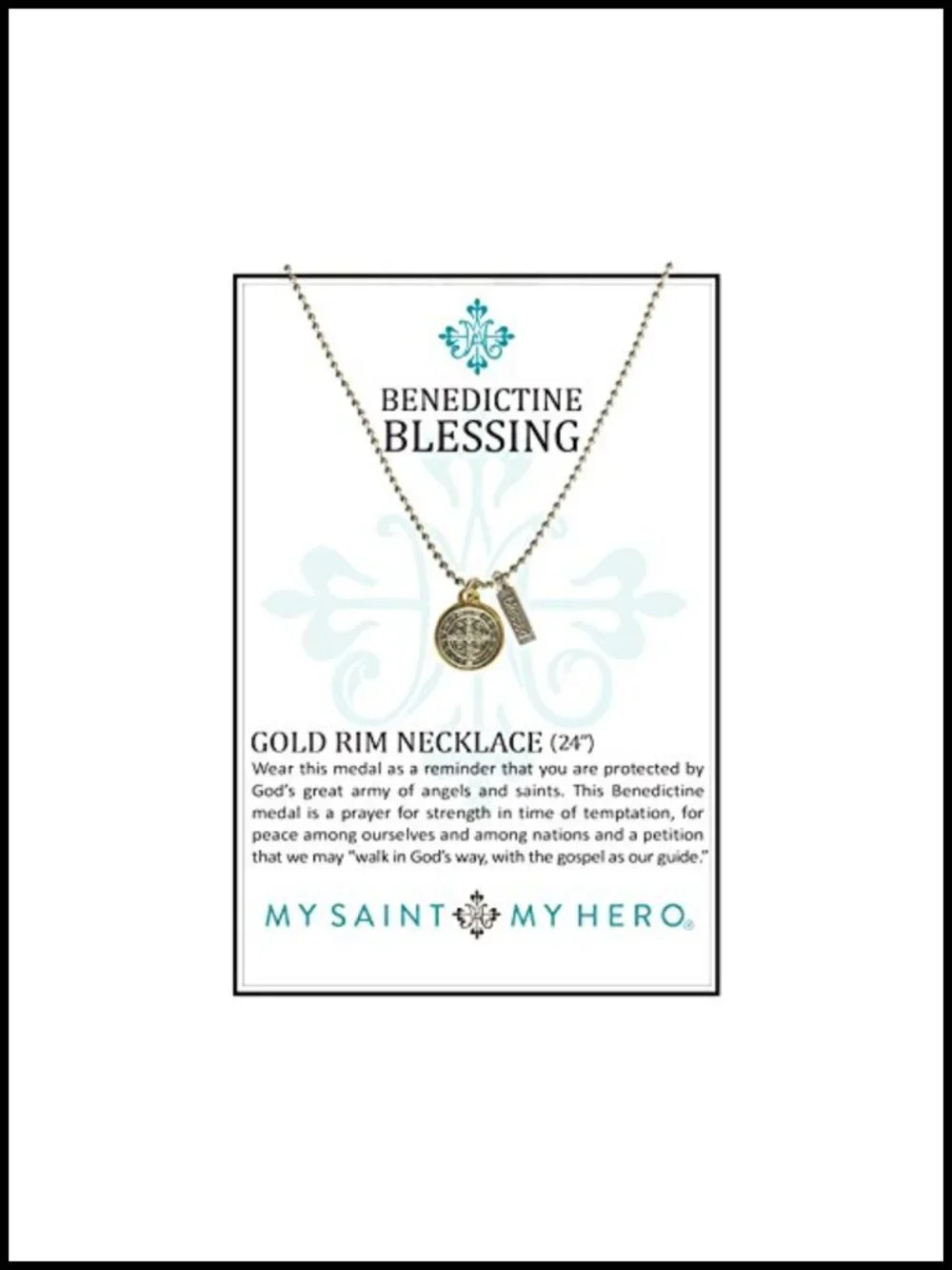 Religious Pendant Necklace with Blessed Tag, Stainless Steel Ball Chain